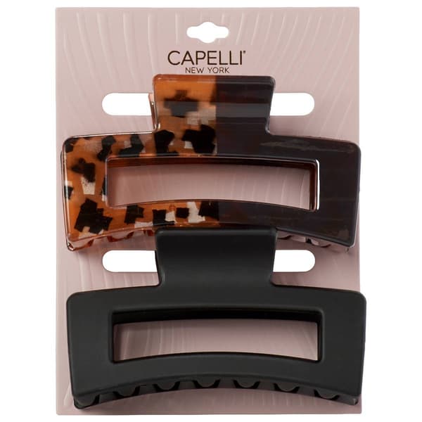 Womens Capelli New York 2pk Rectangle Color Block Claw Clips