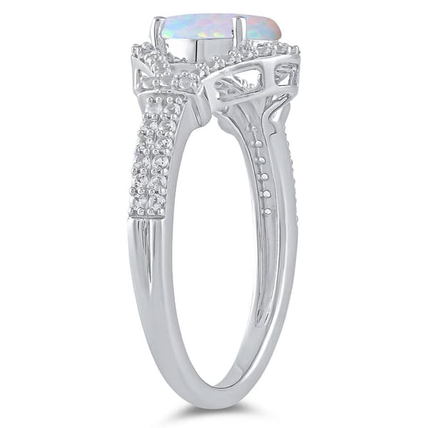 Gemstone Classics™ Created Opal White Sapphire Oval Ring