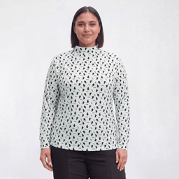 Plus Size Hasting & Smith Long Sleeve Mock Neck Cat Tee