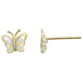 10kt. Gold Butterfly with Cubic Zirconia Stud Earrings