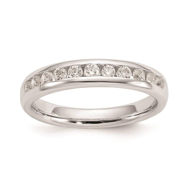 Pure Fire 14kt. White Gold Lab Grown 11-Stone Channel Band