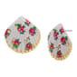 Betsey Johnson Floral Shell Button Earrings - image 1