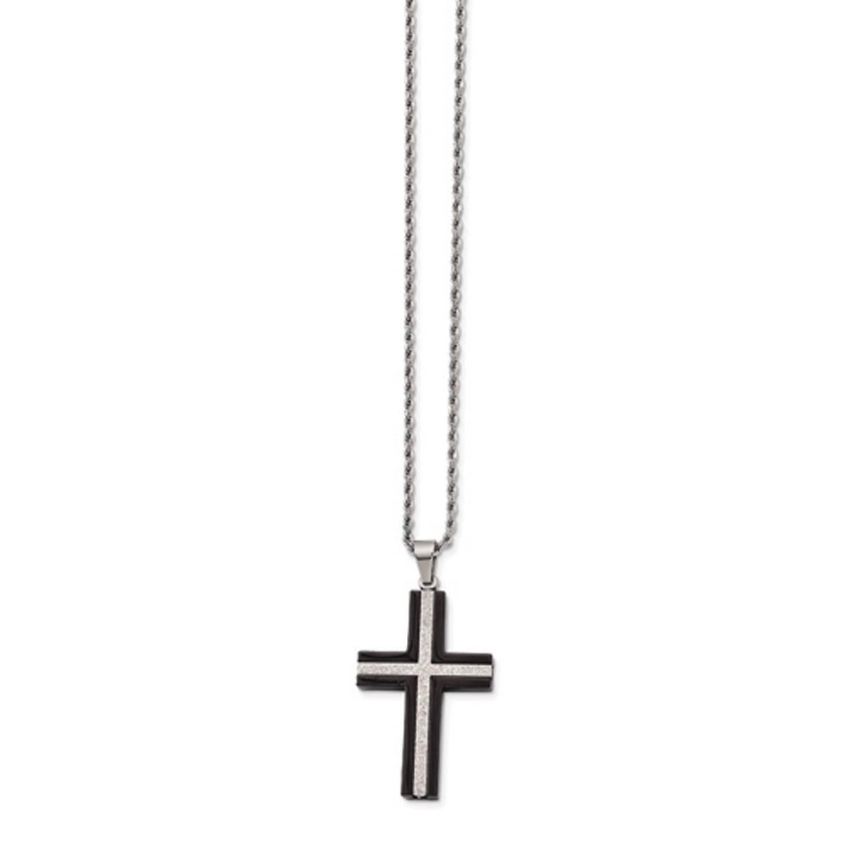 Mens Gentlemens Classics™ Black Plated Steel Cross...