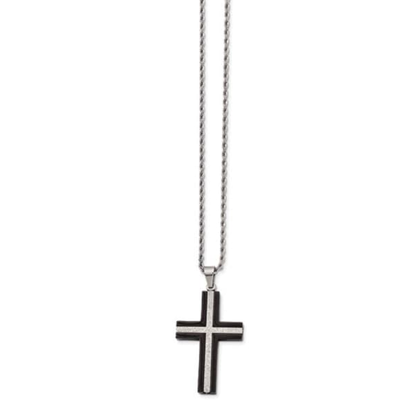 Mens Gentlemens Classics&#40;tm&#41; Black Plated Steel Cross Necklace - image 