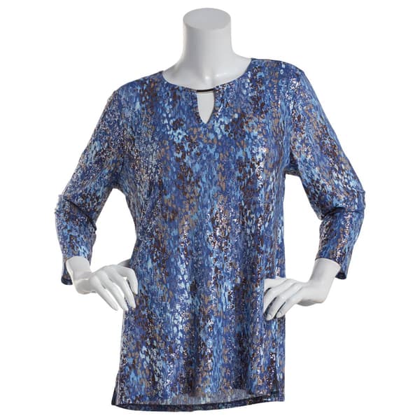 Womens Emily Daniels  3/4 Sleeve Foil Print Bar Neck Knit Top - image 