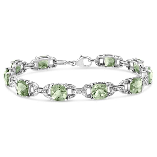 Haus of Brilliance Green Amethyst & 1/20ctw. Diamond Bracelet - image 