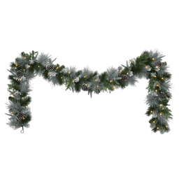 Puleo International 9ft. Pre-Lit Flocked Garland