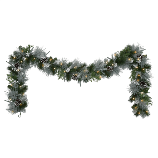 Puleo International 9ft. Pre-Lit Flocked Garland