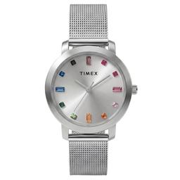 Womens Timex(R) Silver-Tone Sunray Dial Crystal Watch - TW2Y48600JT