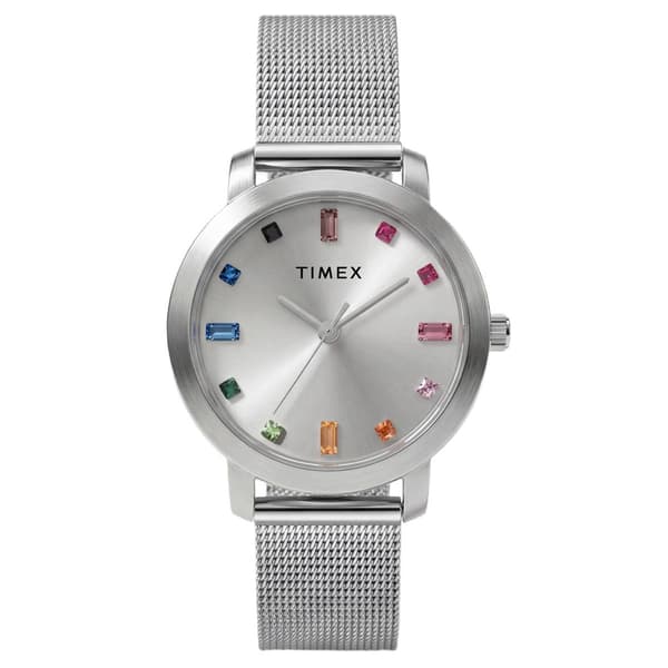 Womens Timex(R) Silver-Tone Sunray Dial Crystal Watch - TW2Y48600JT