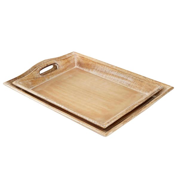 9th &amp; Pike® Whitewashed Mango Wood Serving Trays - Set of 2