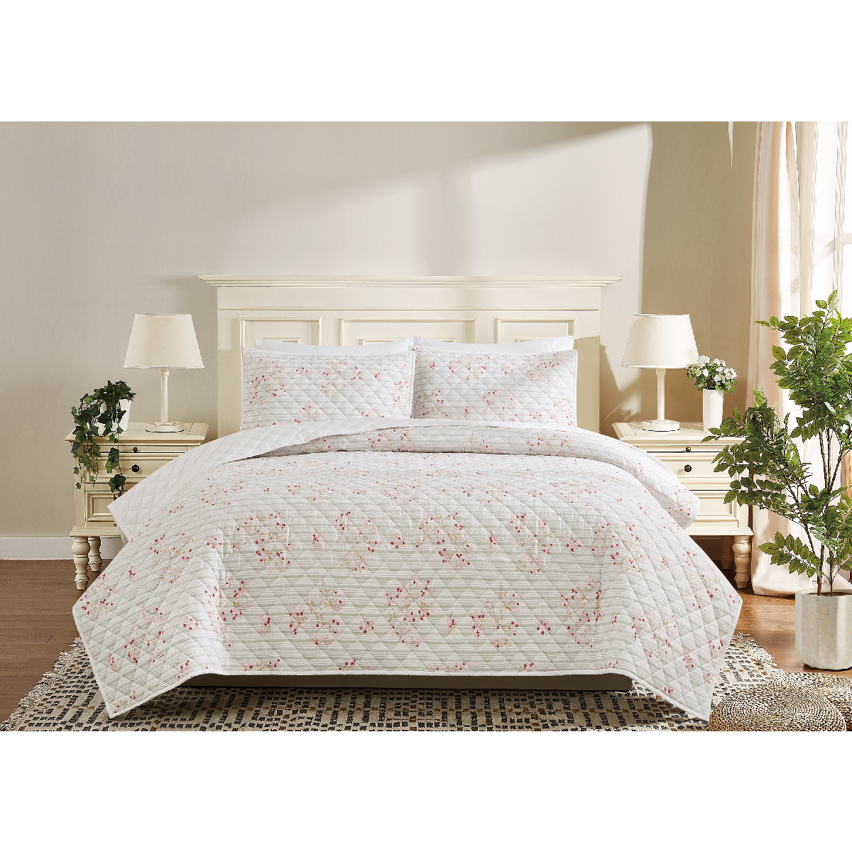 Cottage Classics Emma Floral 3pc. Quilt Set