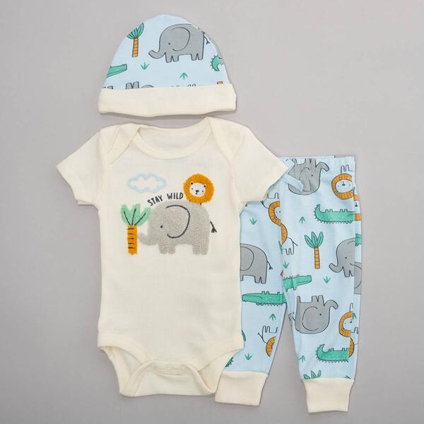 Baby Boy (NB-9M) Kyle &amp; Deena 3pc. Stay Wild Set with Hat - image 
