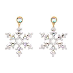 Snowflake Dangle Earrings with Pearl & Stone Detail