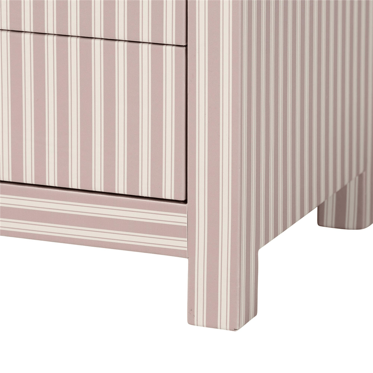Baxton Studio Javianne End Table with Striped Faux Leather