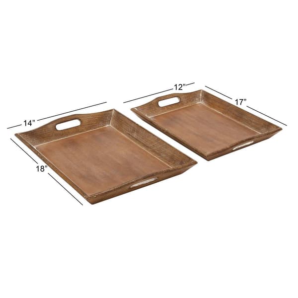 9th &amp; Pike® Whitewashed Mango Wood Serving Trays - Set of 2