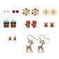 9pc. Green/Gold/Red Festive Earring Set - image 1