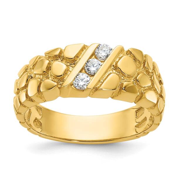 Mens Gentlemens Classics&#40;tm&#41; 14kt. Gold 1/4ct. Nugget Diamond Ring - image 