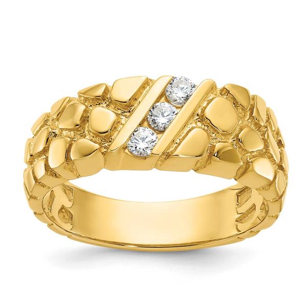 Mens Gentlemens Classics(tm) 14kt. Gold 1/4ct. Nugget Diamond Ring - image 