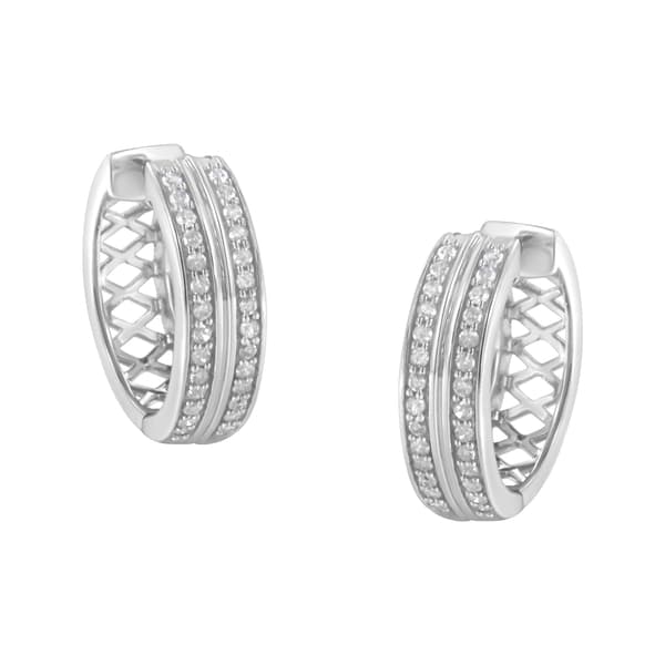 Diamond Classics&#40;tm&#41; 10kt. White Gold 1/2ctw. Hoop Earrings - image 