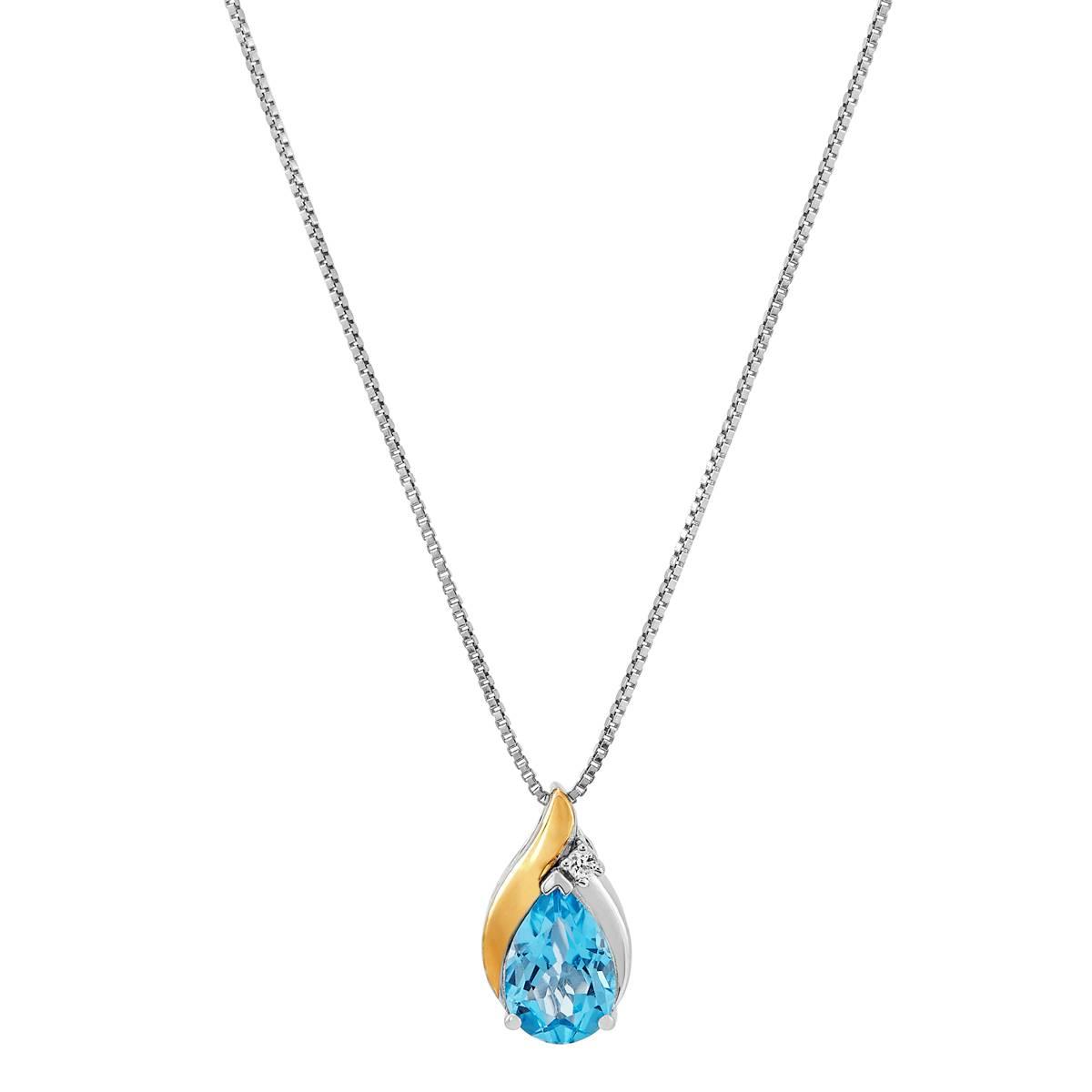Gemstone Classics™ Pear Swiss Blue & White Topaz Necklace