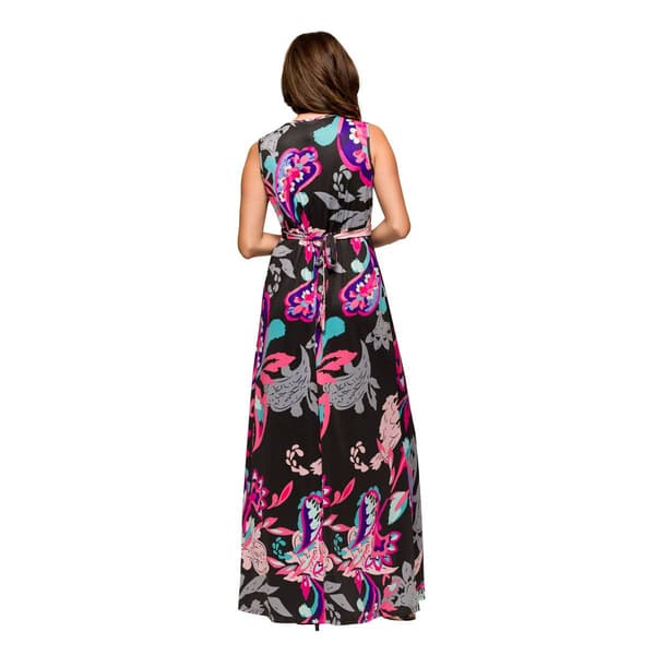 Womens 24/7 Comfort Apparel Pink Paisley Empire Waist Maxi Dress