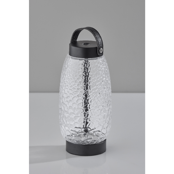 Adesso Cassius Cordless LED Tall Table Lantern w/ Glass Shade
