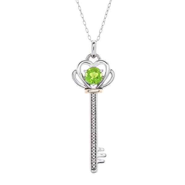 Gemstone Classics&#40;tm&#41; Peridot & Diamond Key Pendant - image 