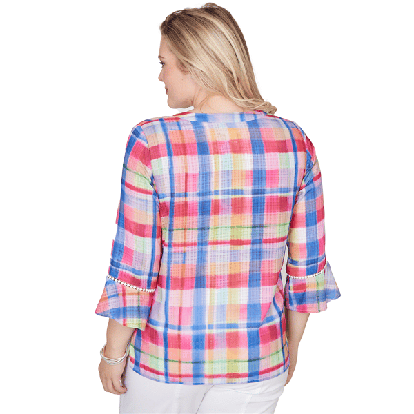 Womens Alfred Dunner The Royal Treatment 3/4 Sleeve Plaid Blouse
