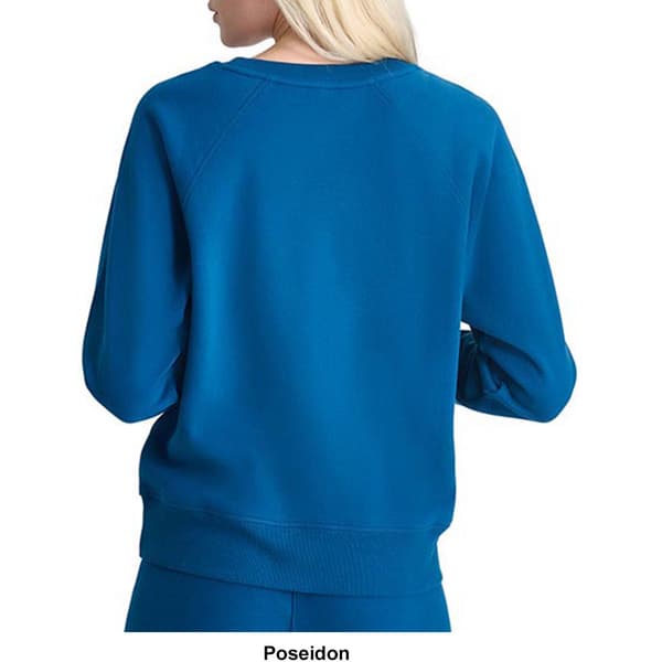Womens DKNY Embroidered Logo Fleece Crew Neck Sweatshirt