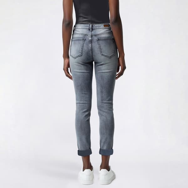 Plus Size Bleu Denim Roll Cuff Skinny Ankle Jeans