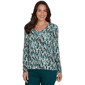 Womens Emaline Key Items Long Sleeve V Neck Abstract Tee - image 1
