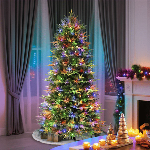 Puleo International 7.5ft. Pre-Lit Fraser Fir Slim Christmas Tree