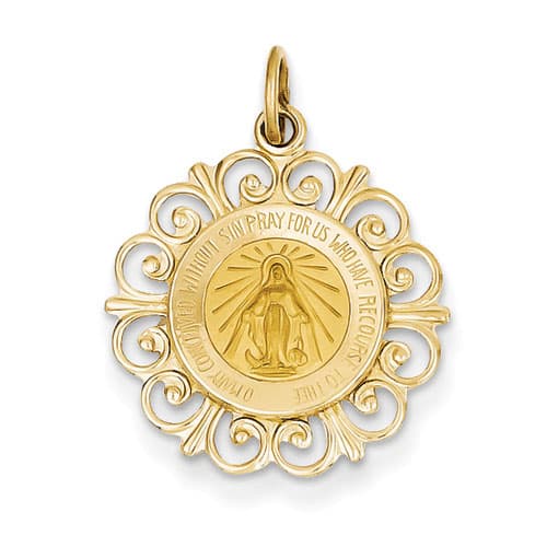 Gold Classics(tm) 14kt. Gold Scallop Mary Medal Charm - image 