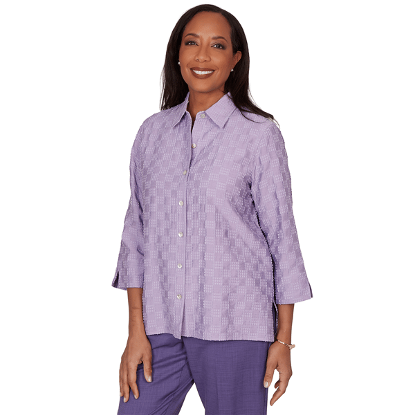 Petite Alfred Dunner Grand Bazaar Square Button Front Blouse
