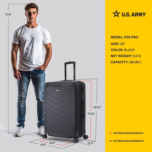 U.S. Army Fox Pro 28in. Expandable Spinner Luggage w/ TSA Lock