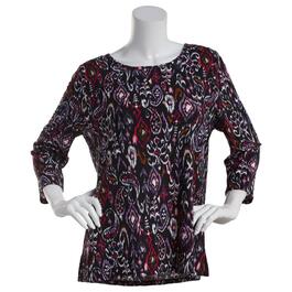 Womens Emily Daniels 3/4 Sleeve Print Jacquard Knit Tunic Top