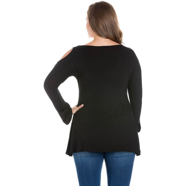 Plus Size 24/7 Comfort Apparel Criss Cross Cold Shoulder Top