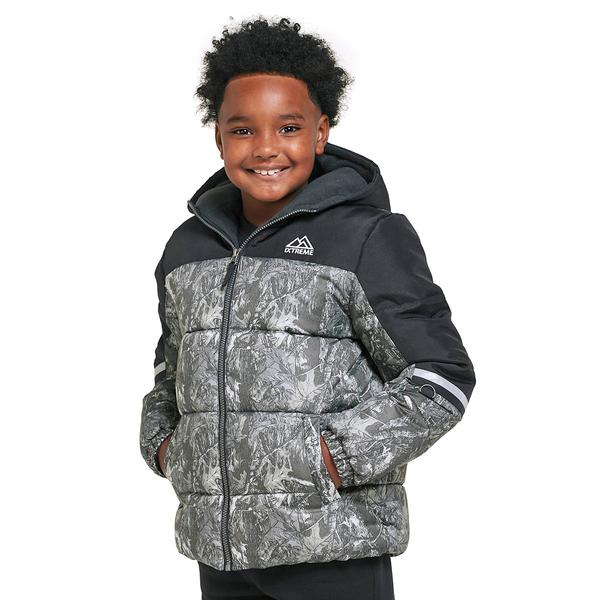 Boys (4-7) iXtreme Oxford Color Block Camo Puffer Coat - image 