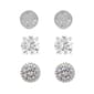 Silver Plated Round Halo and Pave Stud Earrings Set - image 1
