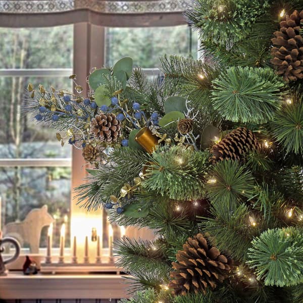 National Tree 28in. Swiss Chic Sprays Blue/Champagne - Set of 2