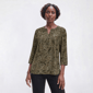 Petite Napa Valley 3/4 Sleeve Paisley Pintuck Pleat Blouse - image 1