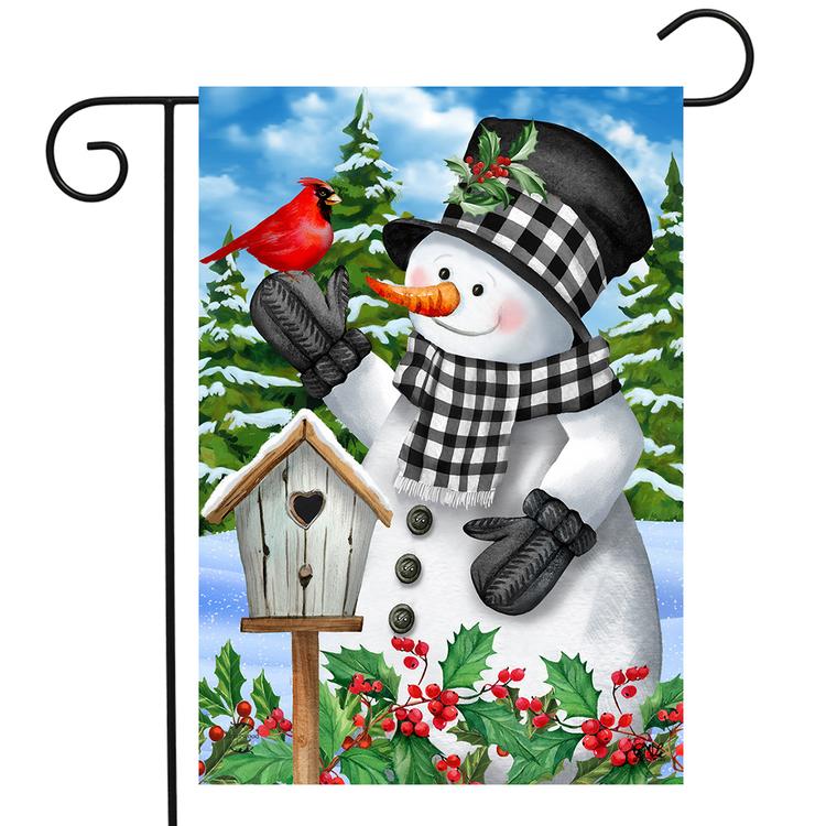 Briarwood Lane Checkered Snowman Garden Flag