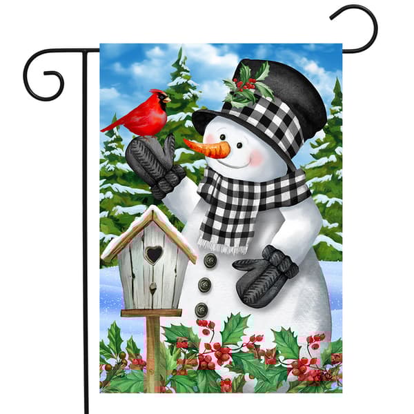Briarwood Lane Checkered Snowman Garden Flag - image 