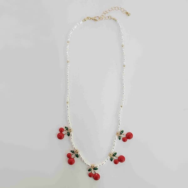 Ashley Cherry Faux Pearl Necklace - image 