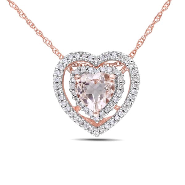 Gemstone Classics&#40;tm&#41; 10kt. Rose Gold Double Heart Necklace