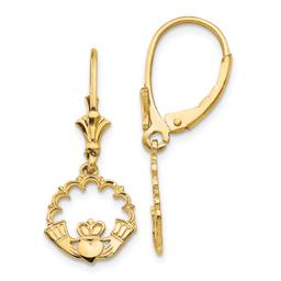 Gold Classics(tm) 14kt. Claddagh in Circle Leverback Earrings