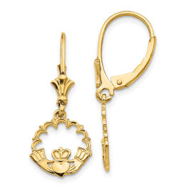Gold Classics&#40;tm&#41; 14kt. Claddagh in Circle Leverback Earrings