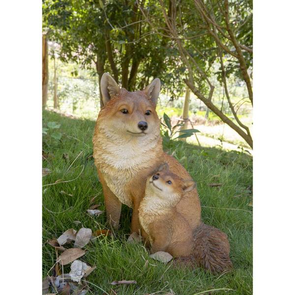 Hi-Line Gift Mother & Baby Fox Sitting Garden Statue