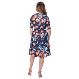 Womens 24/7 Comfort Apparel Floral Knee Length A-Line Dress